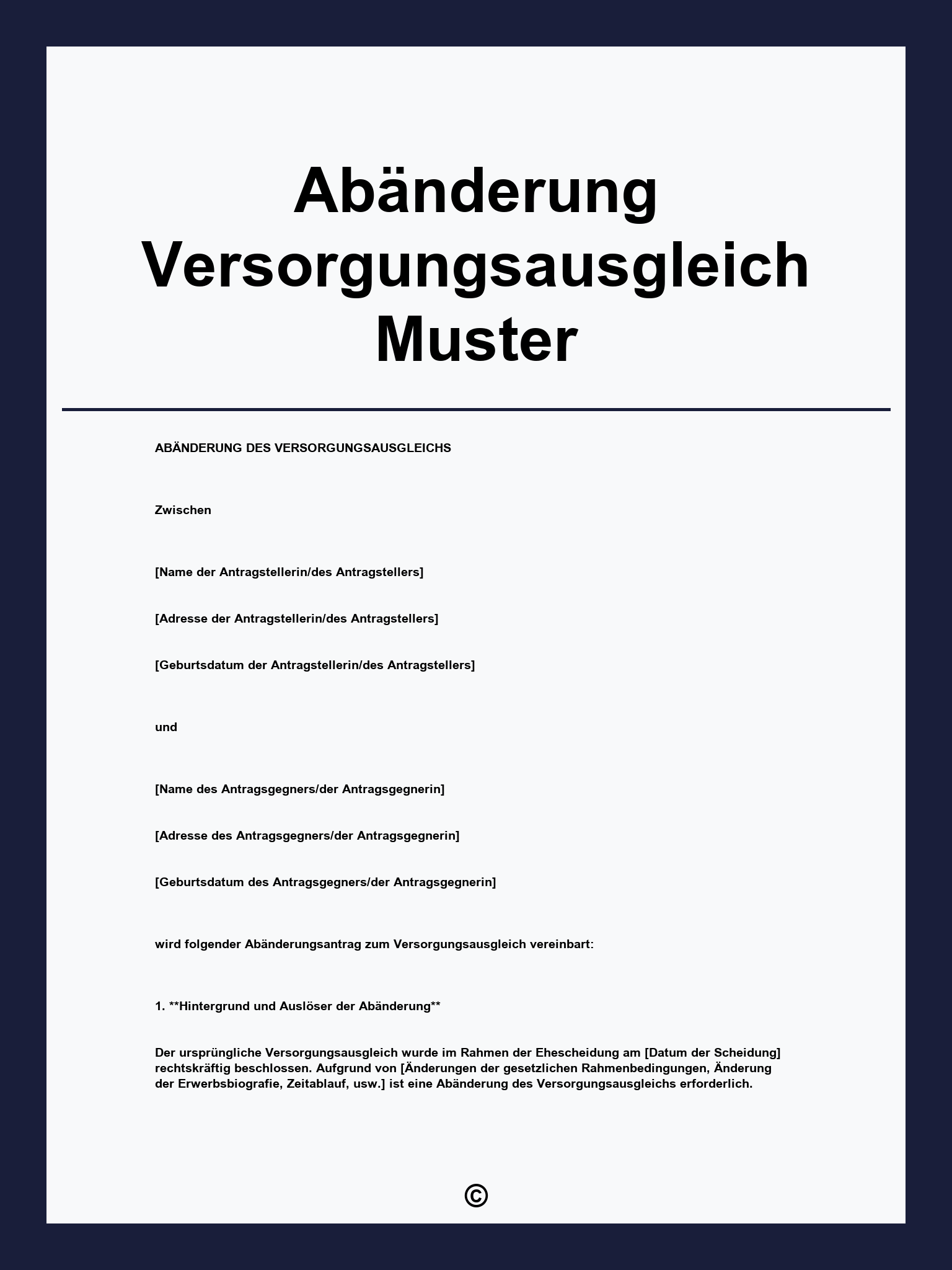 Abänderung Versorgungsausgleich Muster
