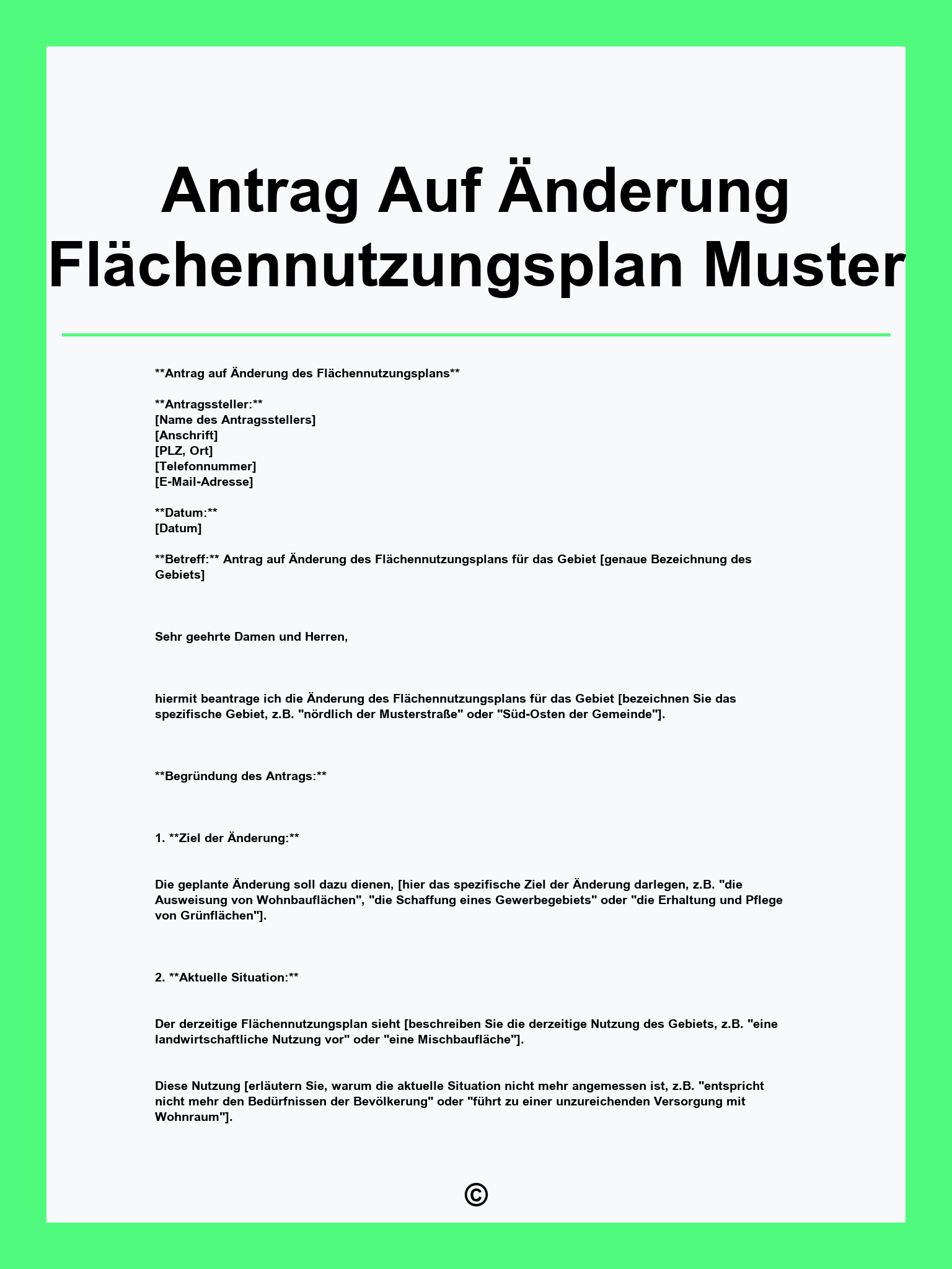 Antrag Auf Änderung Flächennutzungsplan Muster