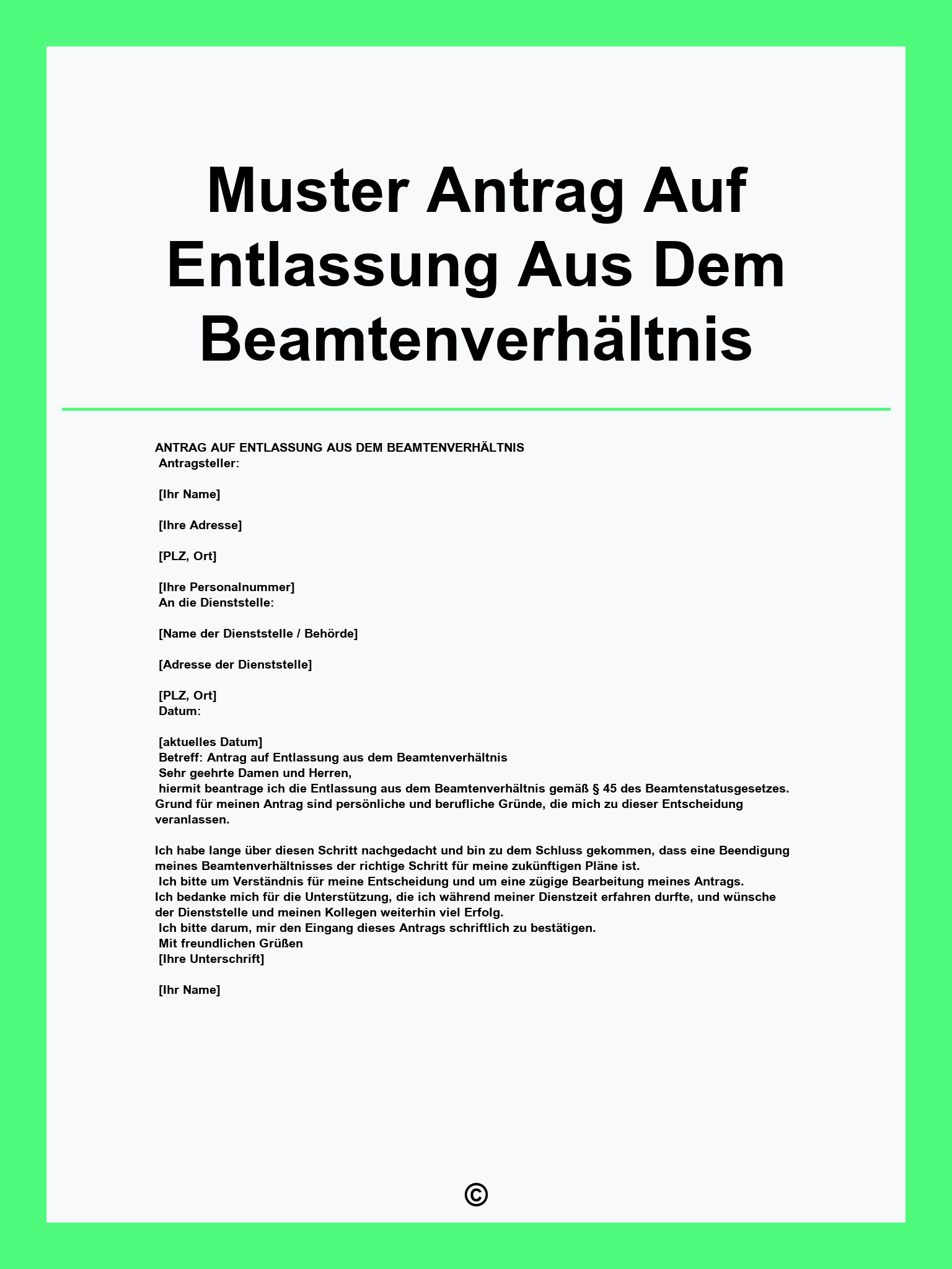 Muster Antrag Auf Entlassung Aus Dem Beamtenverhältnis