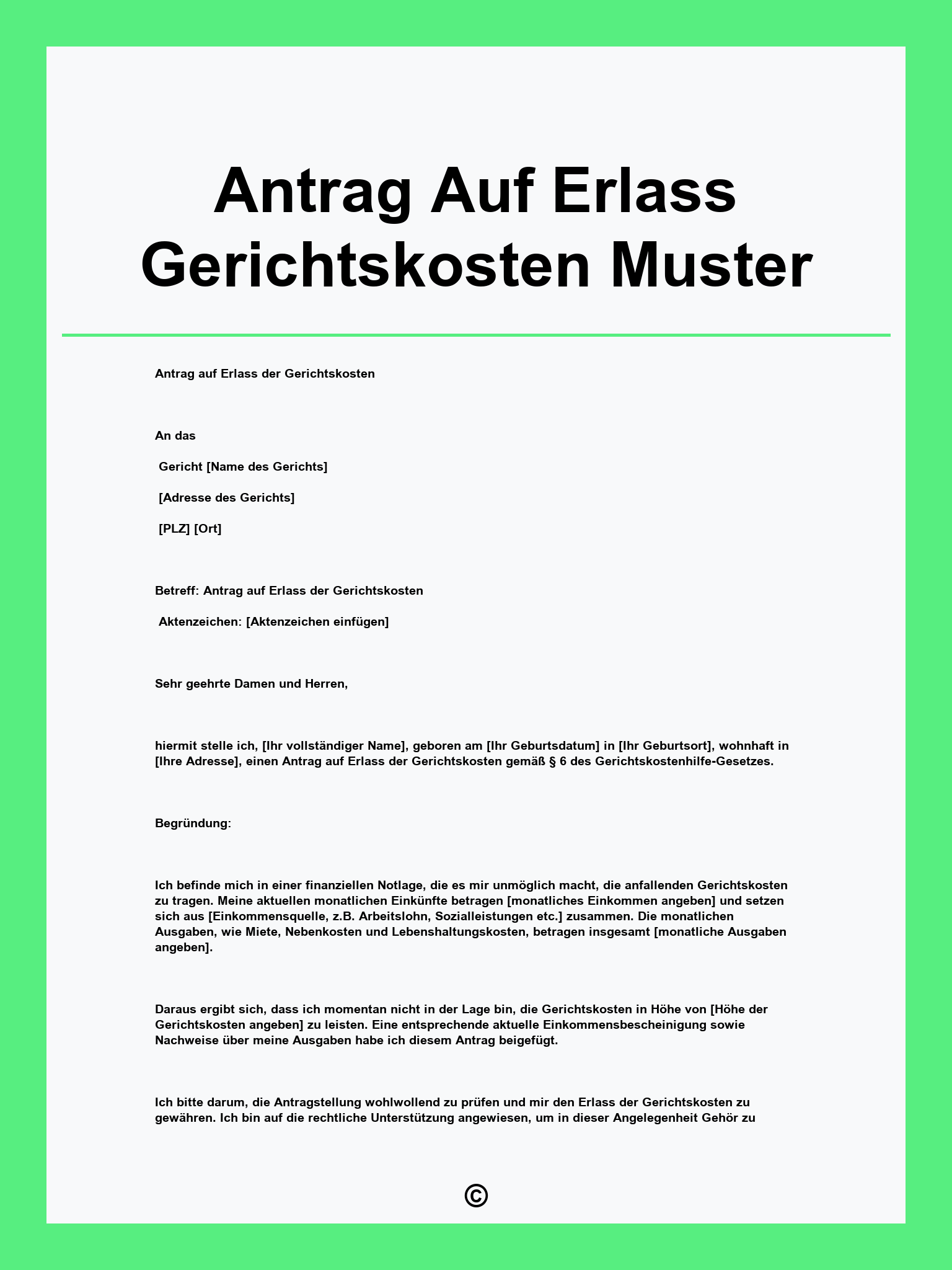 Antrag Auf Erlass Gerichtskosten Muster