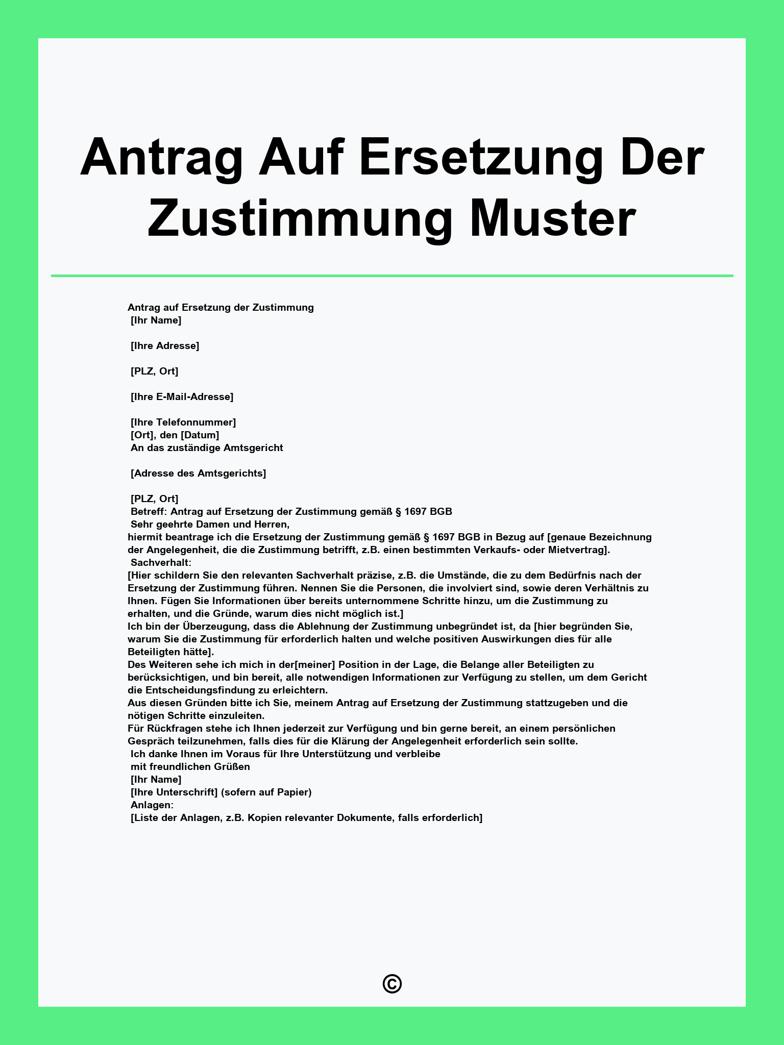 Antrag Auf Ersetzung Der Zustimmung Muster