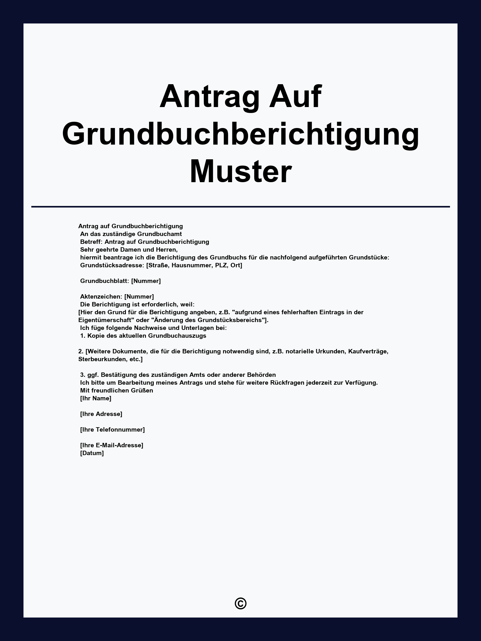 Antrag Auf Grundbuchberichtigung Muster