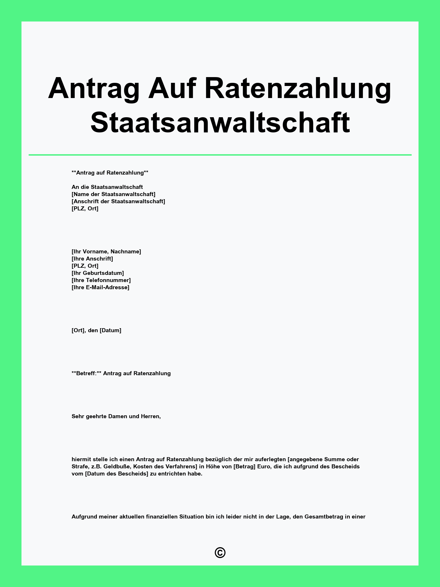 Antrag Auf Ratenzahlung Staatsanwaltschaft