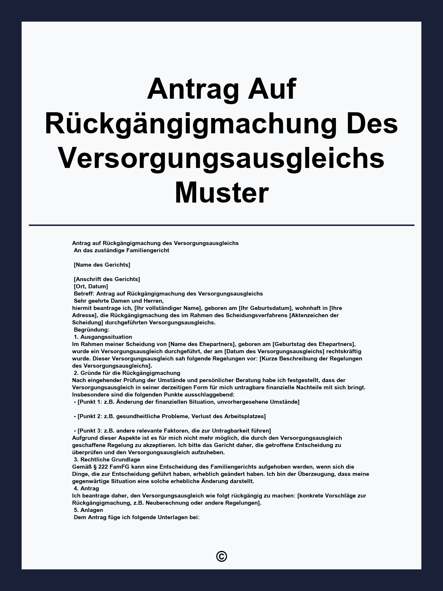 Antrag Auf Rückgängigmachung Des Versorgungsausgleichs Muster