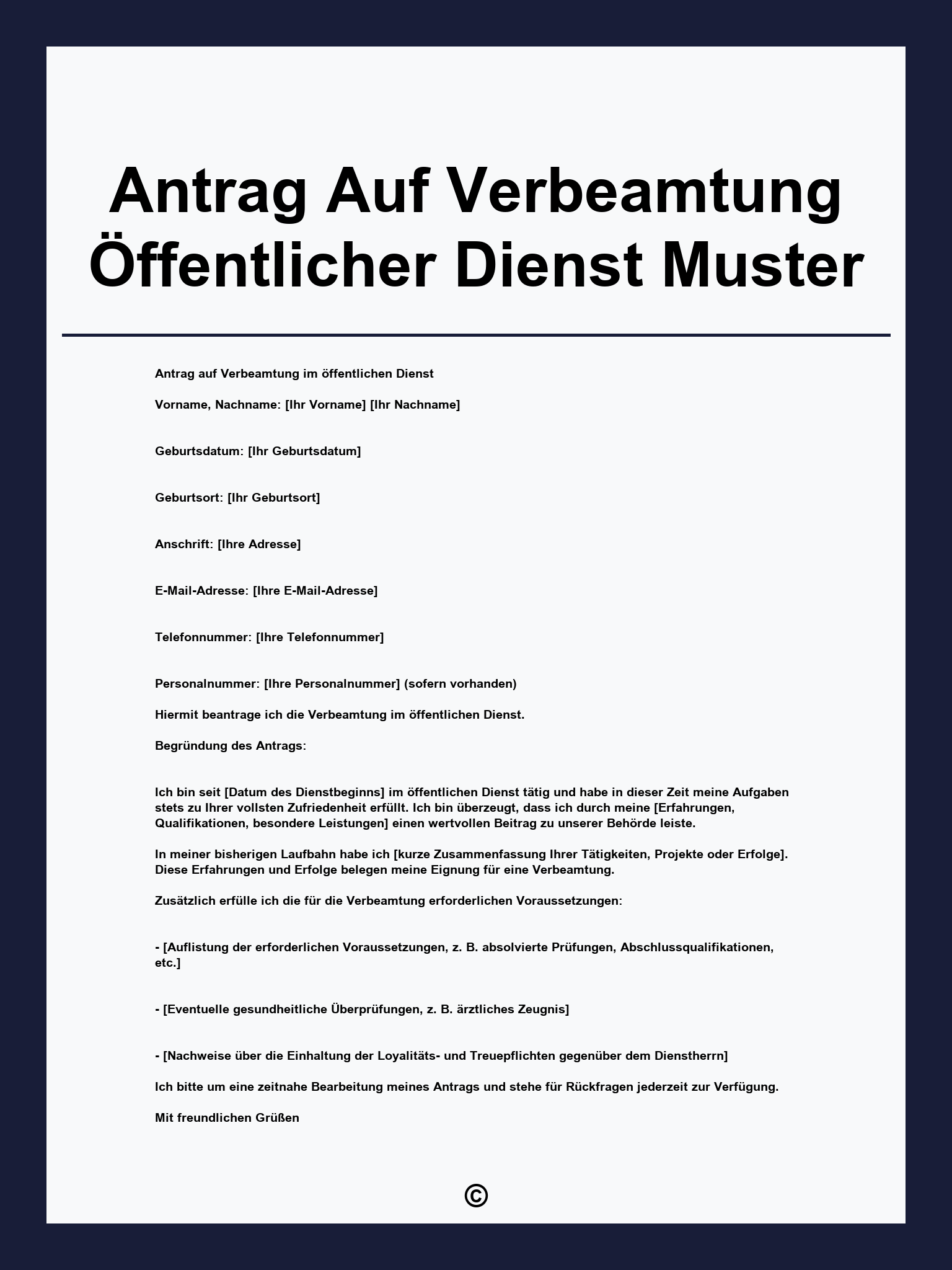 Antrag Auf Verbeamtung Öffentlicher Dienst Muster