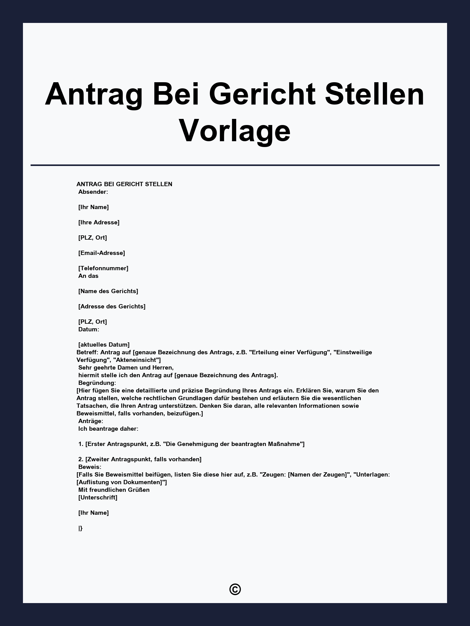 Antrag Bei Gericht Stellen Vorlage
