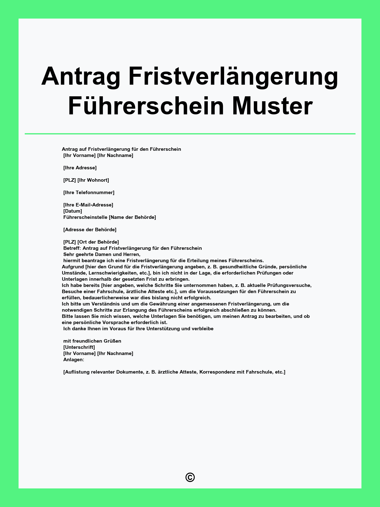 Antrag Fristverlängerung Führerschein Muster