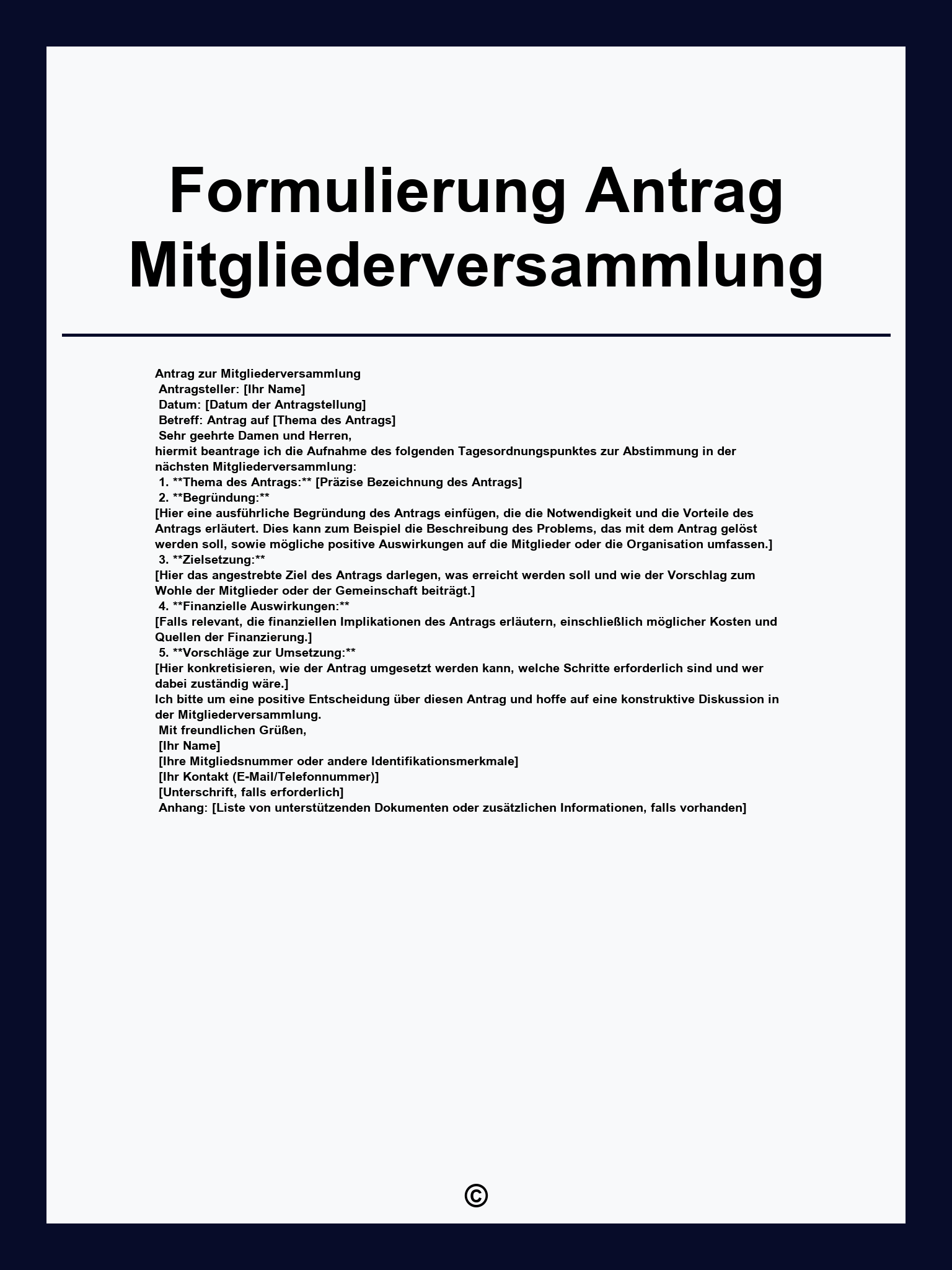 Formulierung Antrag Mitgliederversammlung