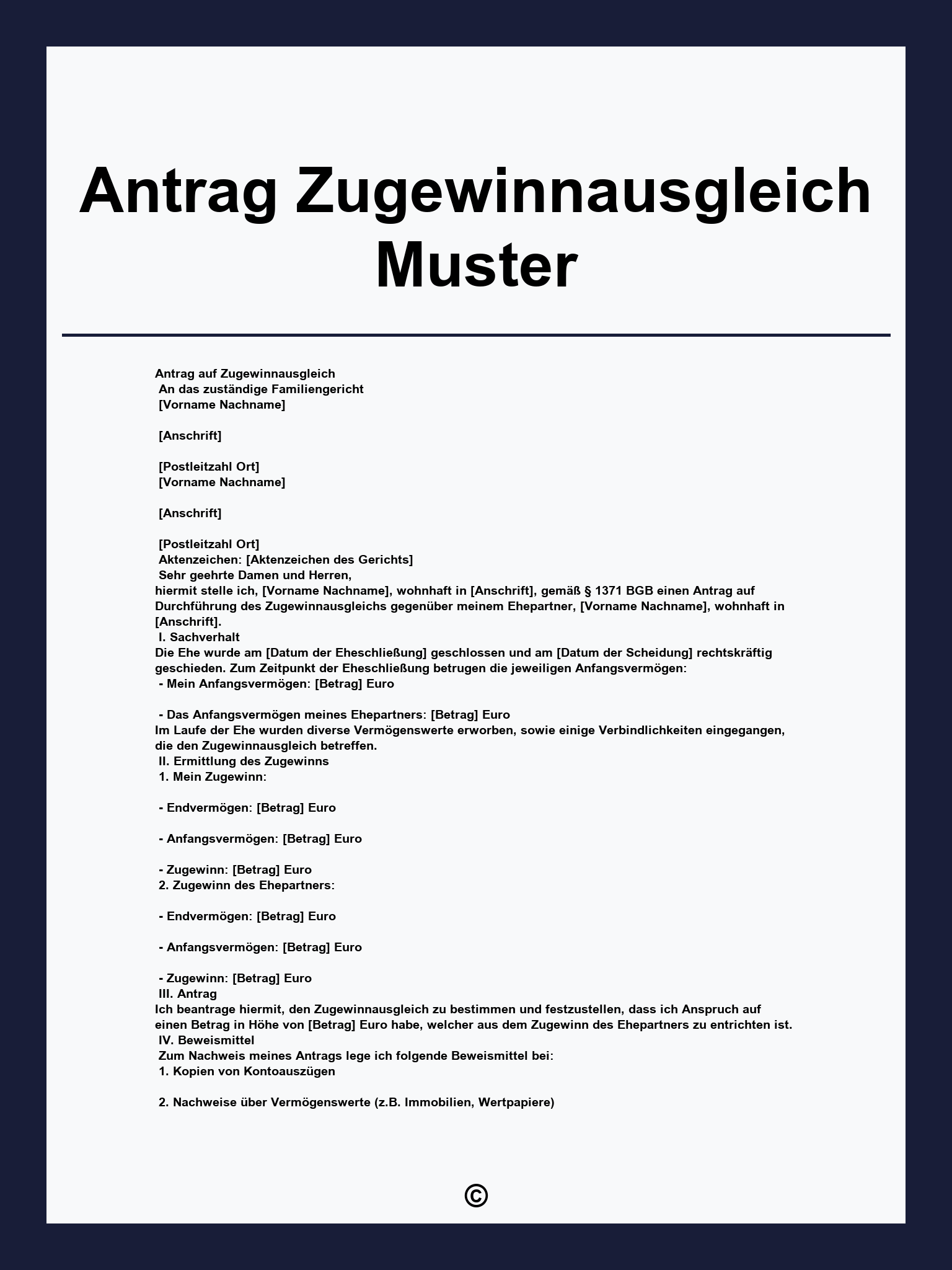 Antrag Zugewinnausgleich Muster