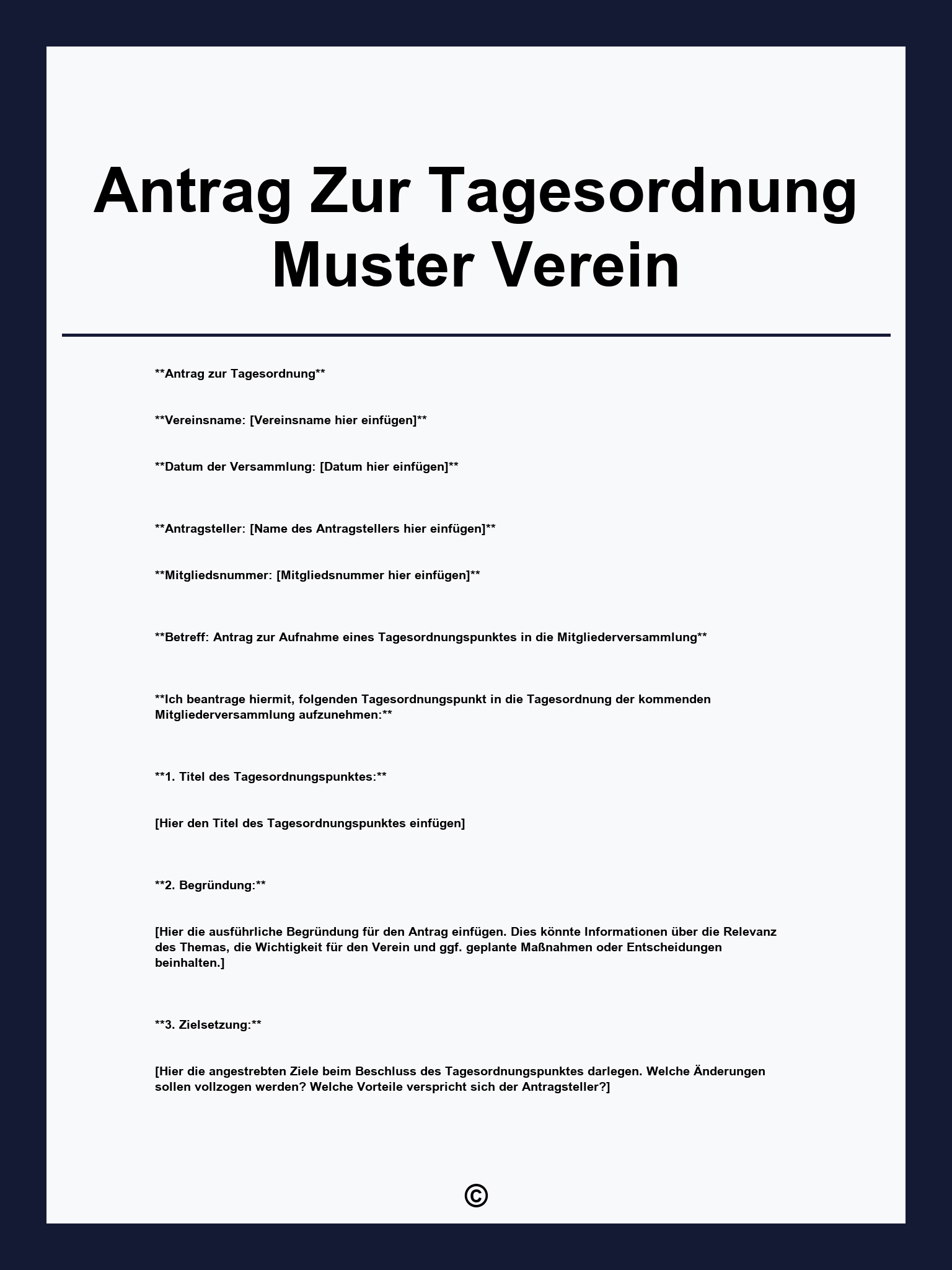 Antrag Zur Tagesordnung Muster Verein