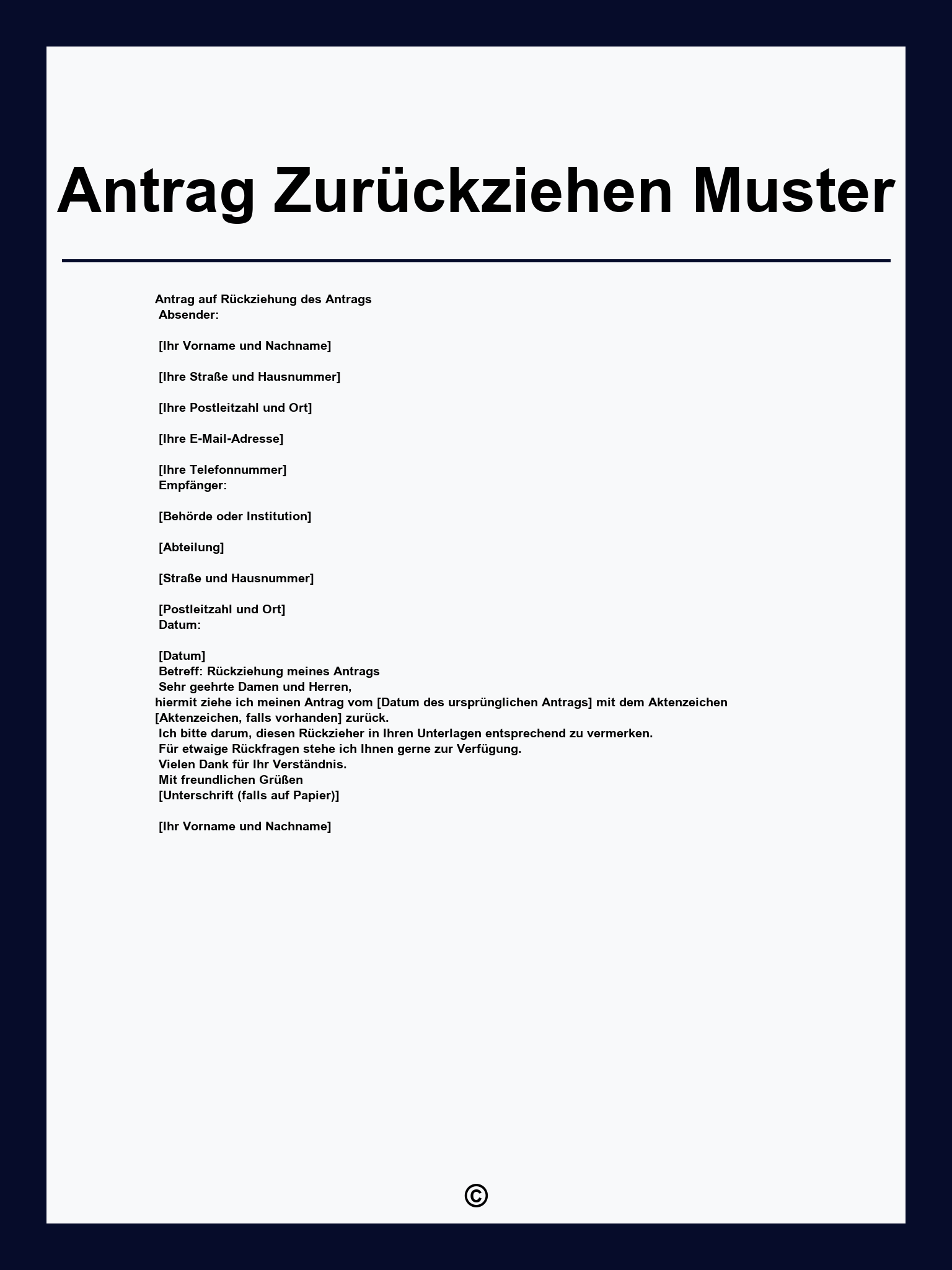 Antrag Zurückziehen Muster