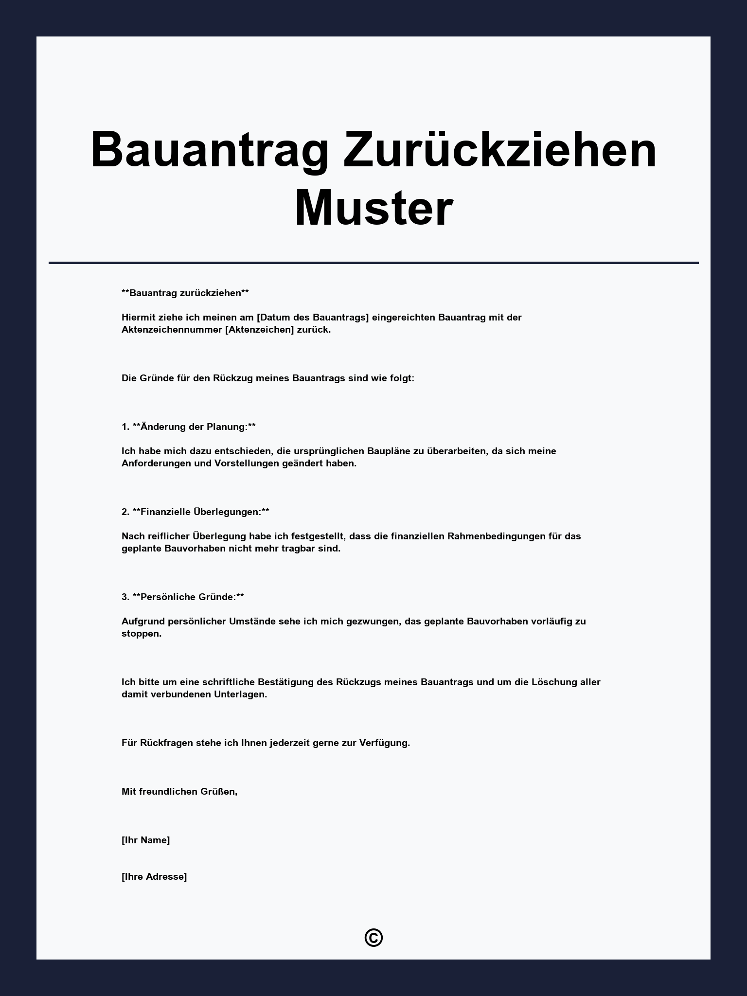 Bauantrag Zurückziehen Muster