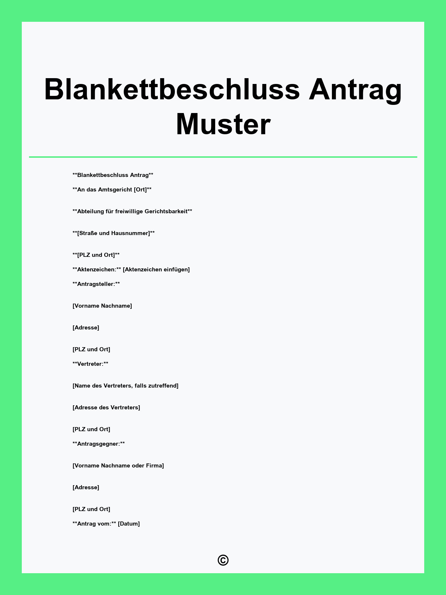 Blankettbeschluss Antrag Muster