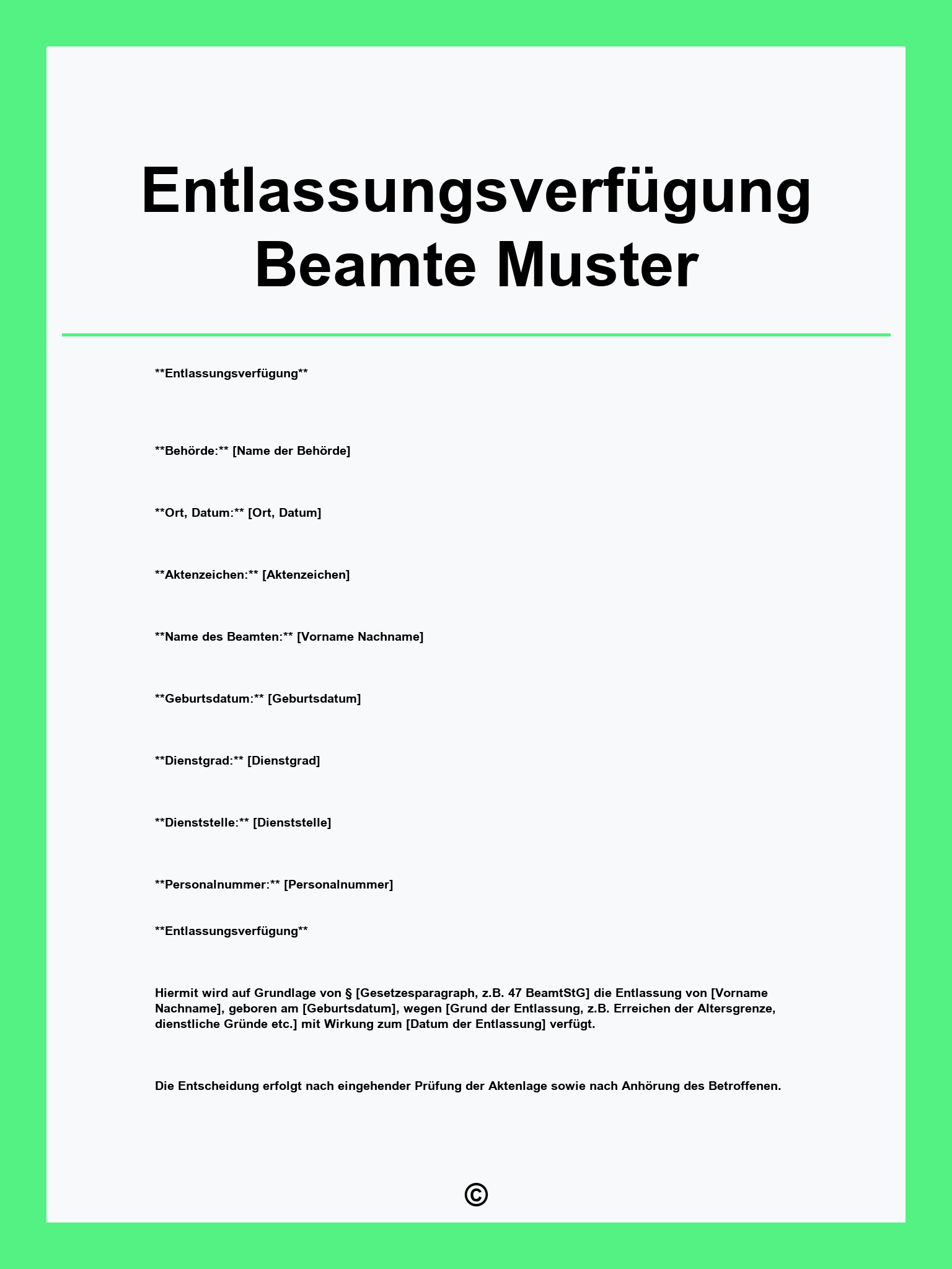 Entlassungsverfügung Beamte Muster