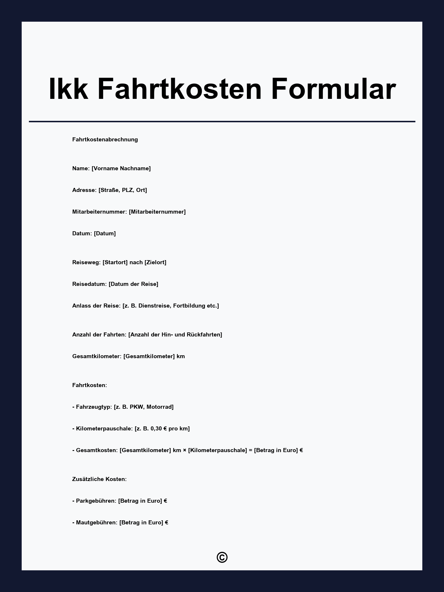 Ikk Fahrtkosten Formular