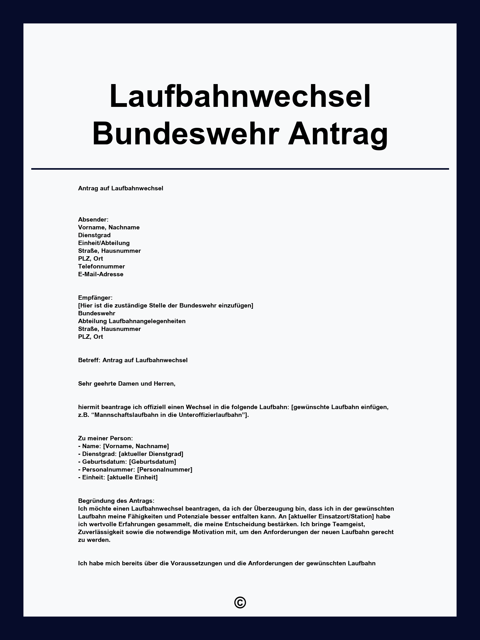 Laufbahnwechsel Bundeswehr Antrag