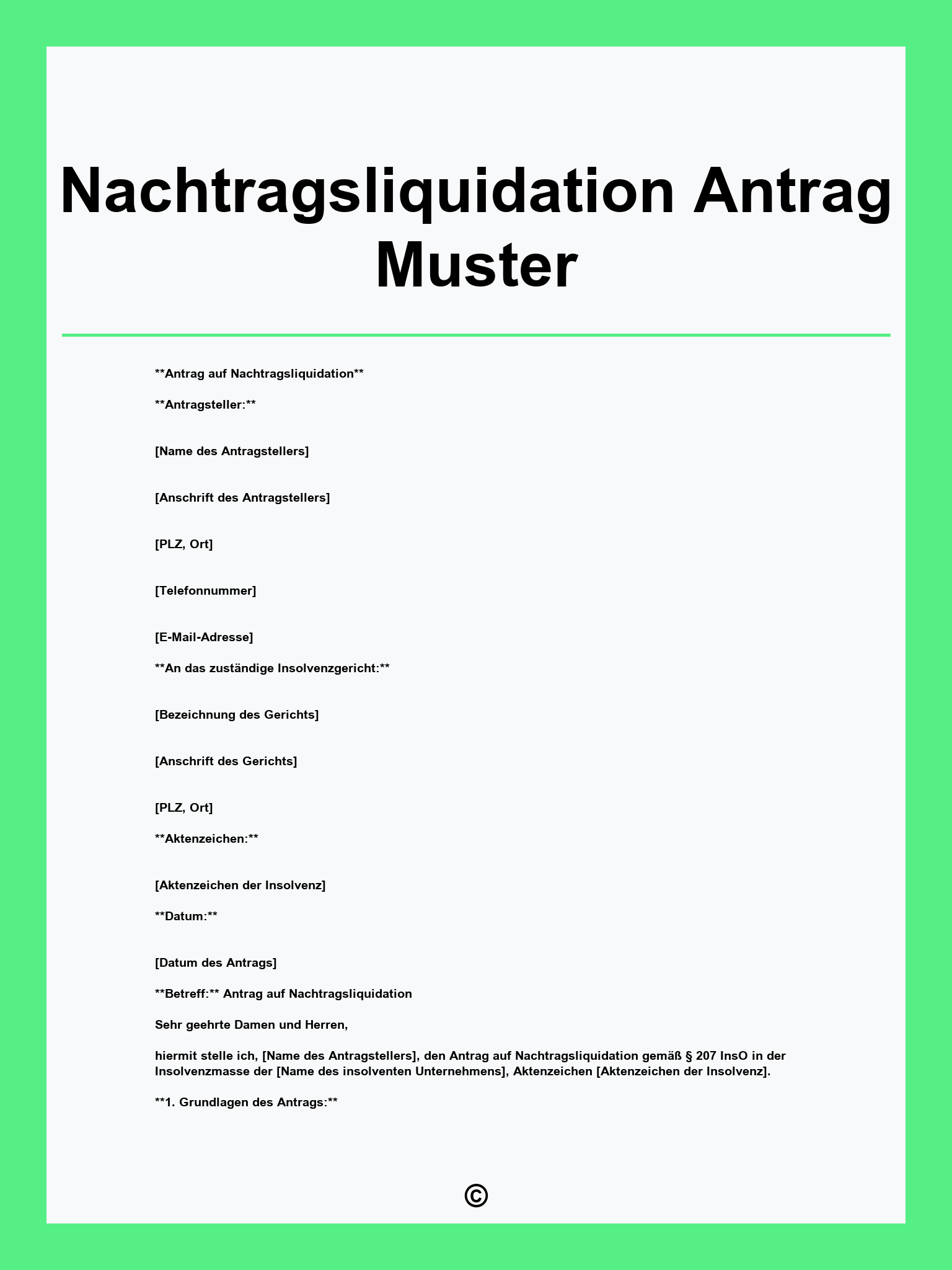 Nachtragsliquidation Antrag Muster