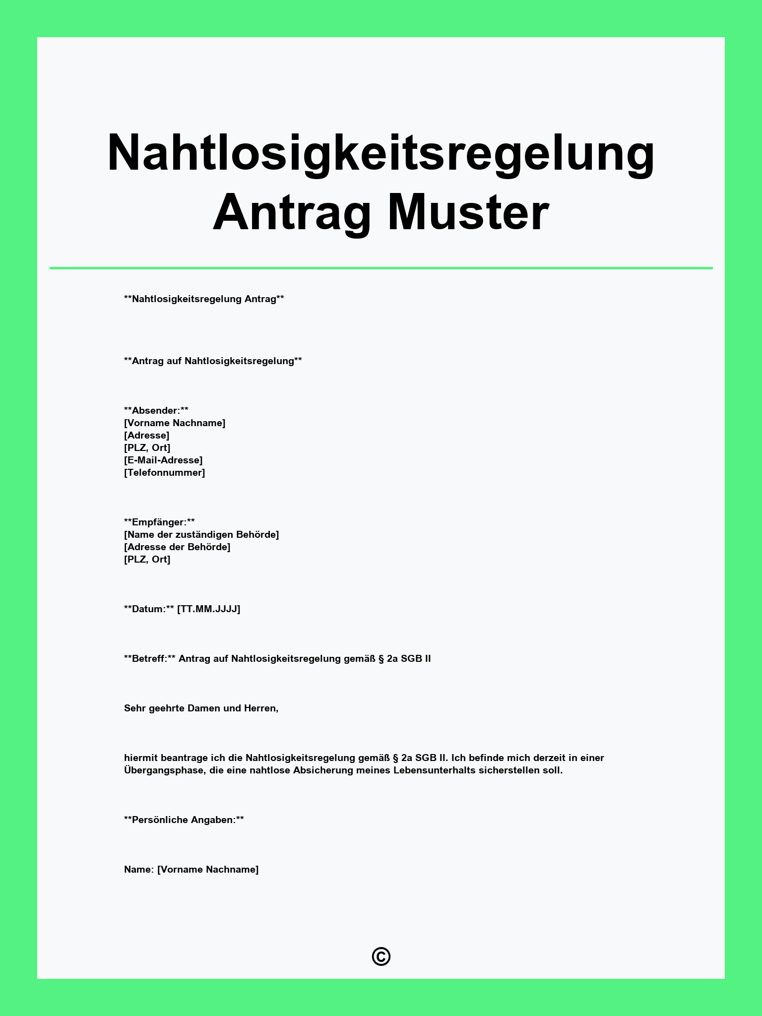 Nahtlosigkeitsregelung Antrag Muster