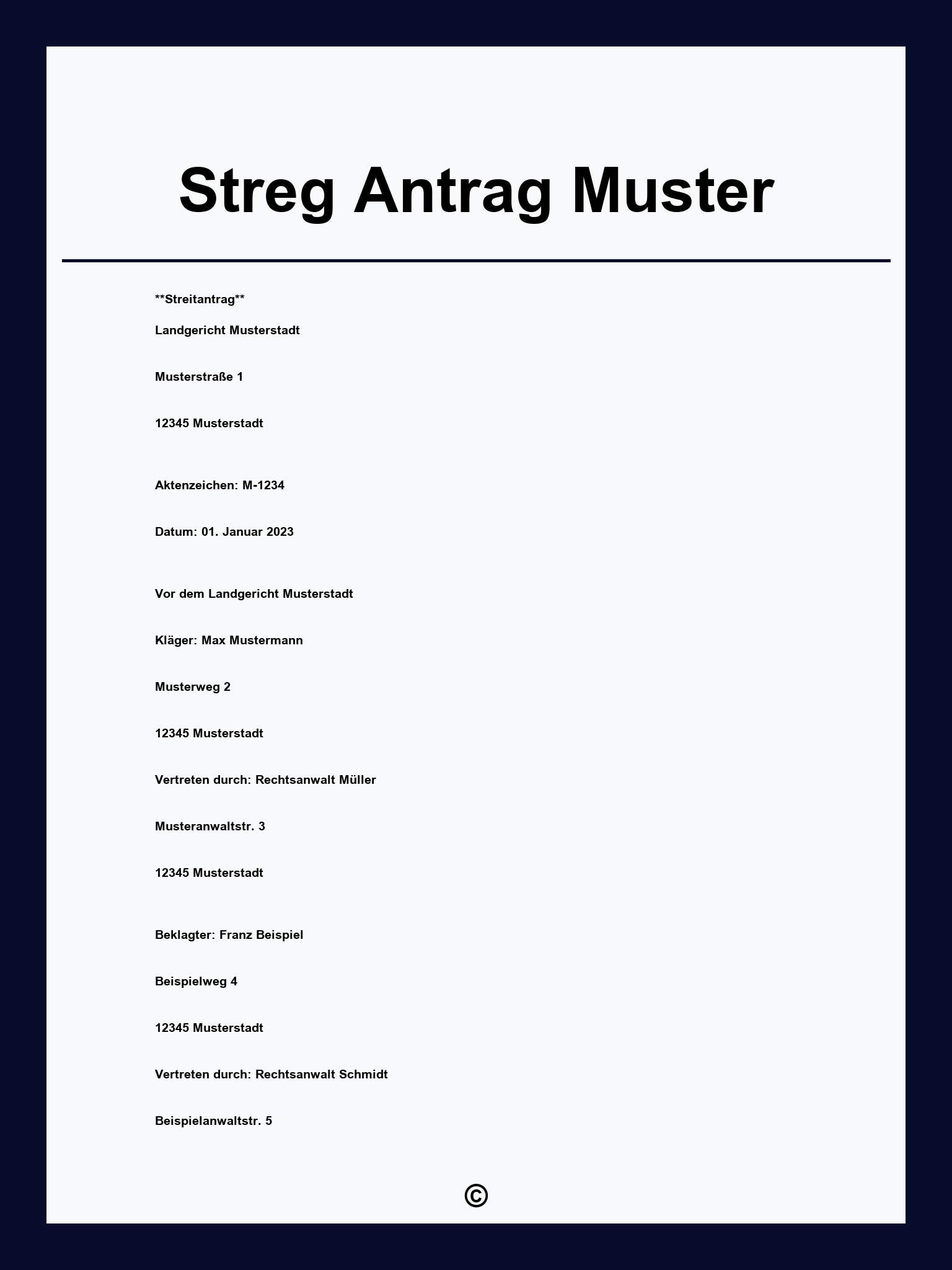 Streg Antrag Muster