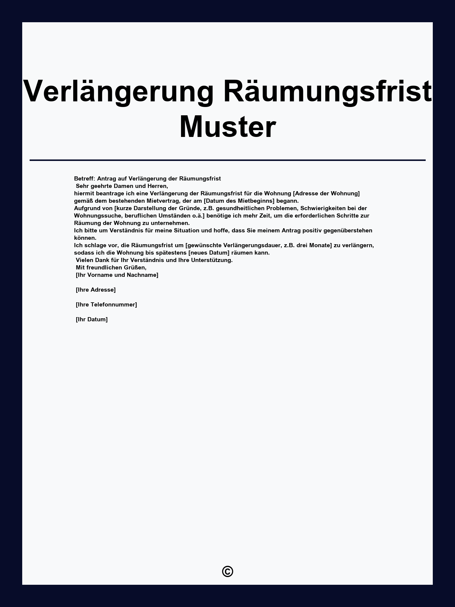 Verlängerung Räumungsfrist Muster